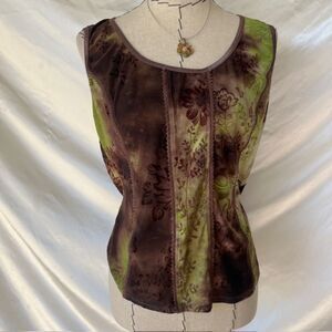 Sami Jo brown and green floral top